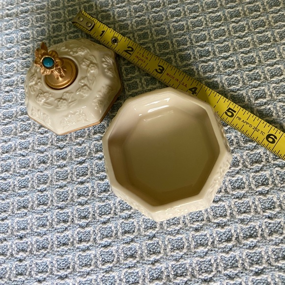 Lenox keep safe box December gold trim turquoise stone ivory tone China - Picture 2 of 8